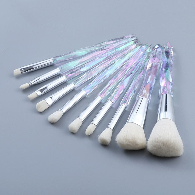 og pretty - crystal makeup brushes powder foundation eyeshadow eyebrow cosmetics for face fan make up brush set brochas maquillaje 2big8small whwh