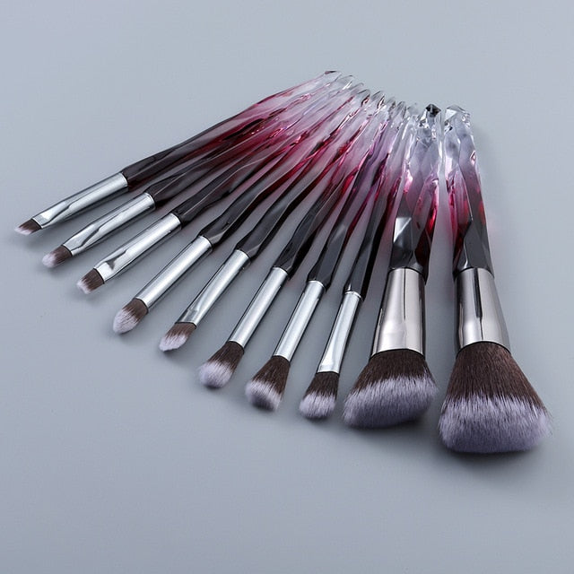 og pretty - crystal makeup brushes powder foundation eyeshadow eyebrow cosmetics for face fan make up brush set brochas maquillaje 2big8small  ppbr