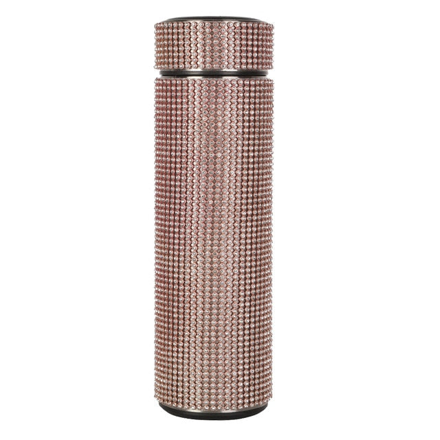 royalty smart bottles - temp display diamond thermos bottle water cup/bottle stainless steel rose gold 500ml