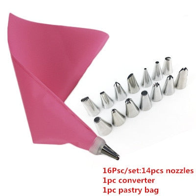 disposable piping pastry icing piping fondant cake cream cupcake kitchen decorating tools cake nozzles pastry 16pcs 2