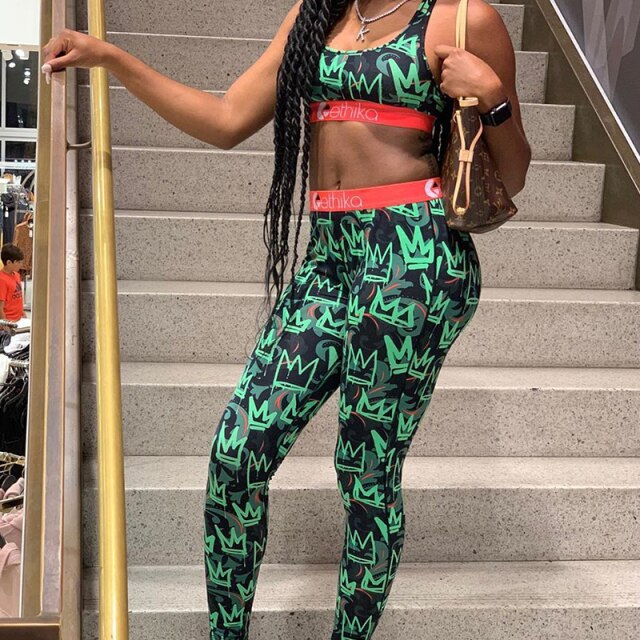 ethika set - two piece multi - leggings/pants  pretty