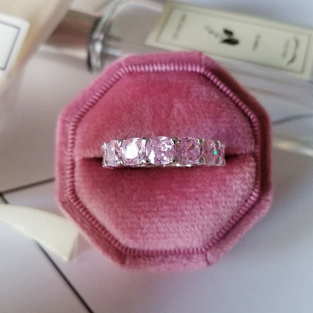 luxury eternity ring! fashion 925 sterling silver pink engagement wedding band eternity ring for women christmas gift love jewelry z2