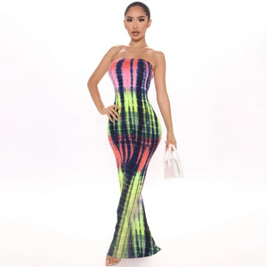 tyedye curves - sleeveless maxi dress - sexy/casual