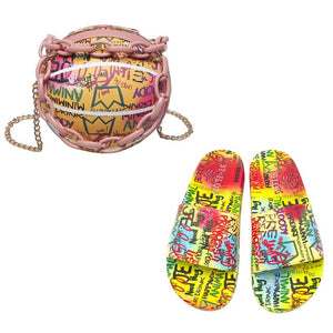 artwork set - ball bag and slides - matching shoe