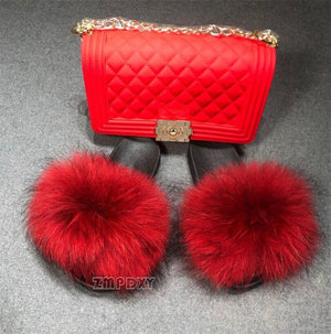 "fureal!" - bag and slide - matching shoe set ruby red / 9 / china