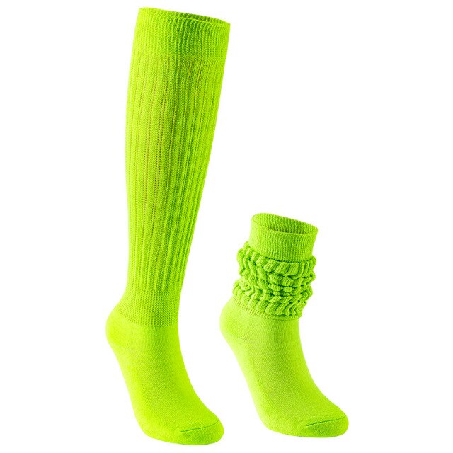 slouch socks ! - colorful casual - chunky scrunchy sock lime / one size