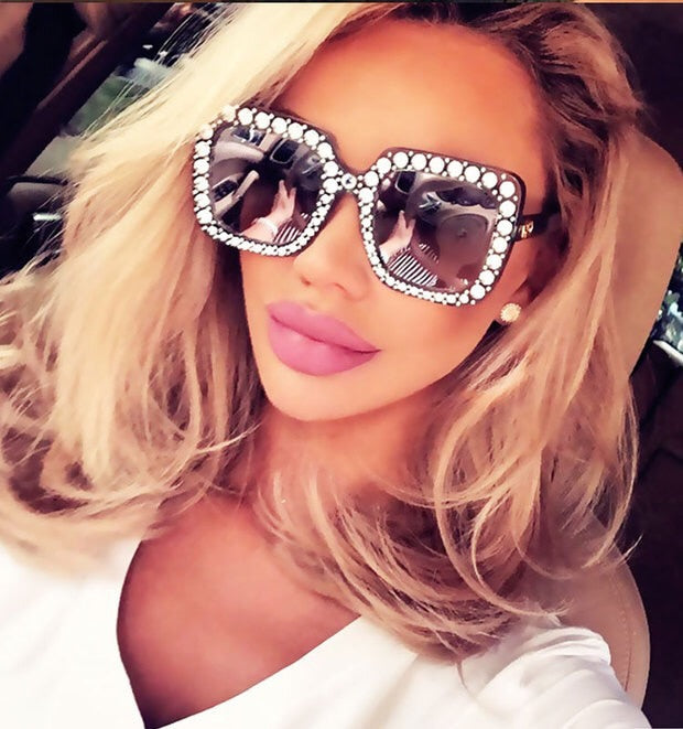 shining no diamond sunglasses women brand design flash square shades female mirror sun glasses oculos lunette bling rhinestone