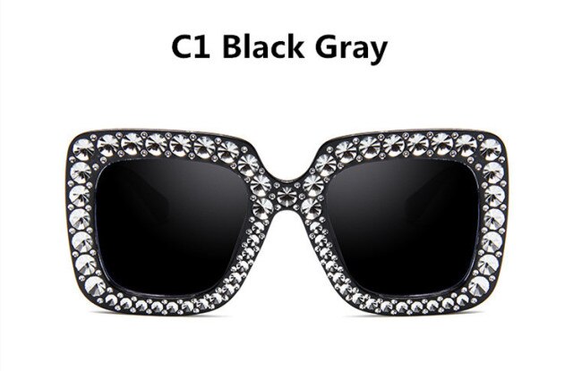 shining no diamond sunglasses women brand design flash square shades female mirror sun glasses oculos lunette bling rhinestone c1 black gray