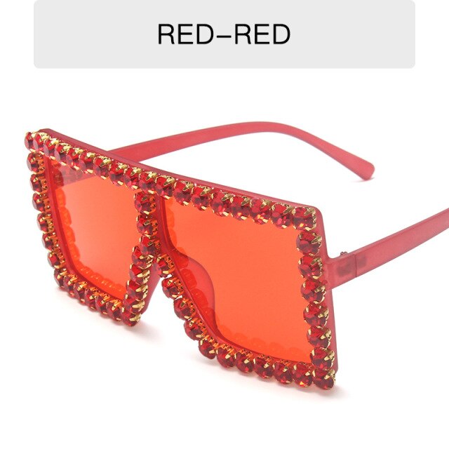 glam shade - luxury diamond square sunglasses women brand size crystal sun glasses ladies 2021 new gradient oculos mirror shades c5  red red