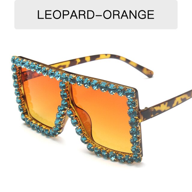 glam shade - luxury diamond square sunglasses women brand size crystal sun glasses ladies 2021 new gradient oculos mirror shades c6 leopard orange