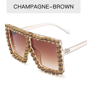 glam shade - luxury diamond square sunglasses women brand size crystal sun glasses ladies 2021 new gradient oculos mirror shades c7 champagne brown