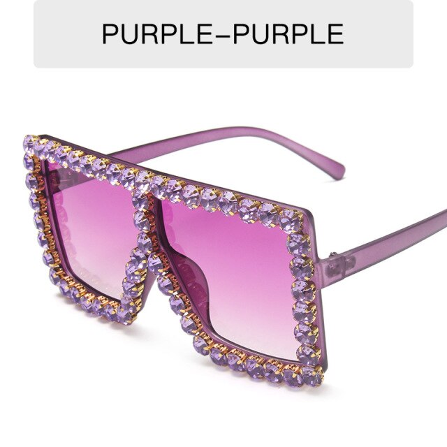 glam shade - luxury diamond square sunglasses women brand size crystal sun glasses ladies 2021 new gradient oculos mirror shades c9 purple purple