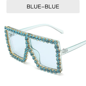 glam shade - luxury diamond square sunglasses women brand size crystal sun glasses ladies 2021 new gradient oculos mirror shades c10 light blue