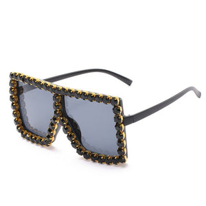 big bling frames - oversized sunglasses women 2021 luxury rhinestone square sun glasses bling eyeglasses fashion shades black black / gold