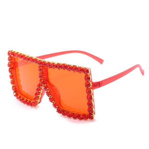 big bling frames - oversized sunglasses women 2021 luxury rhinestone square sun glasses bling eyeglasses fashion shades red red / gold