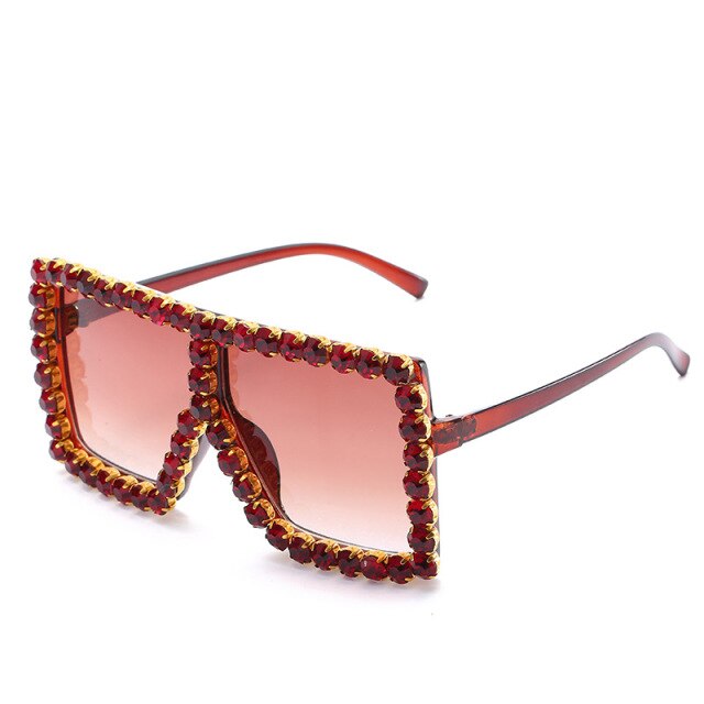 big bling frames - oversized sunglasses women 2021 luxury rhinestone square sun glasses bling eyeglasses fashion shades tea tea / gold