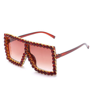 big bling frames - oversized sunglasses women 2021 luxury rhinestone square sun glasses bling eyeglasses fashion shades tea tea / gold