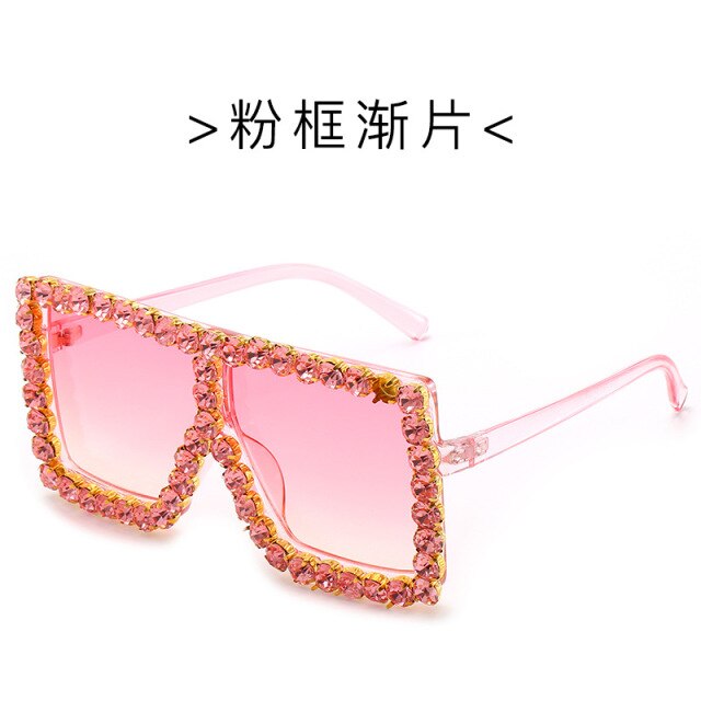 big bling frames - oversized sunglasses women 2021 luxury rhinestone square sun glasses bling eyeglasses fashion shades pink pink / gold