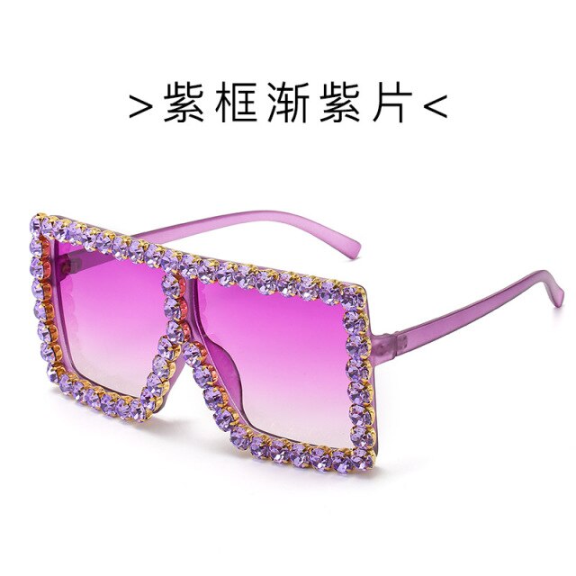 big bling frames - oversized sunglasses women 2021 luxury rhinestone square sun glasses bling eyeglasses fashion shades purple purple / gold