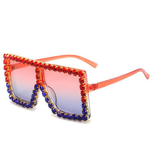 big bling frames - oversized sunglasses women 2021 luxury rhinestone square sun glasses bling eyeglasses fashion shades red blue / gold