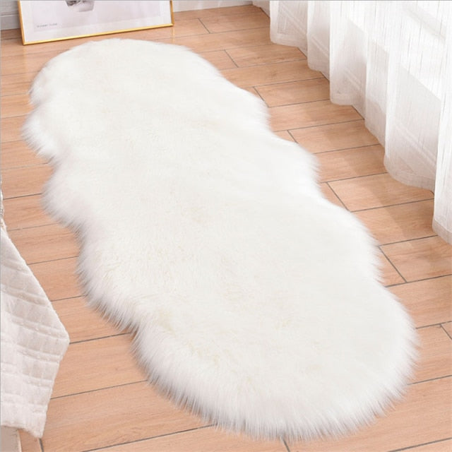 bedroom floor mat  rugs artificial wool hairy faux floor mat fur  fluffy rug soft living room 45*120cm 450mmx1200mm / china / white