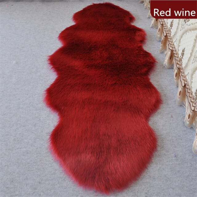 bedroom floor mat  rugs artificial wool hairy faux floor mat fur  fluffy rug soft living room 45*120cm 450mmx1200mm / china / red wine