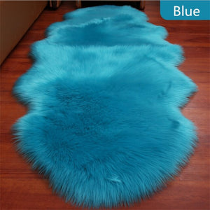 bedroom floor mat  rugs artificial wool hairy faux floor mat fur  fluffy rug soft living room 45*120cm 450mmx1200mm / china / blue