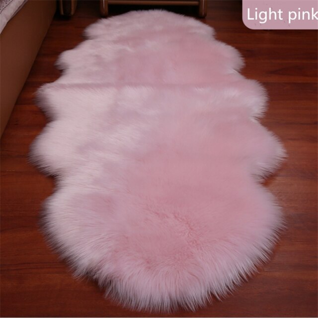 bedroom floor mat  rugs artificial wool hairy faux floor mat fur  fluffy rug soft living room 45*120cm 450mmx1200mm / china / light pink