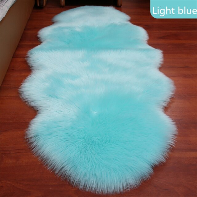 bedroom floor mat  rugs artificial wool hairy faux floor mat fur  fluffy rug soft living room 45*120cm 450mmx1200mm / china / light blue