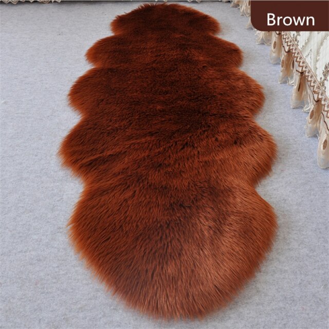 bedroom floor mat  rugs artificial wool hairy faux floor mat fur  fluffy rug soft living room 45*120cm 450mmx1200mm / china / brown