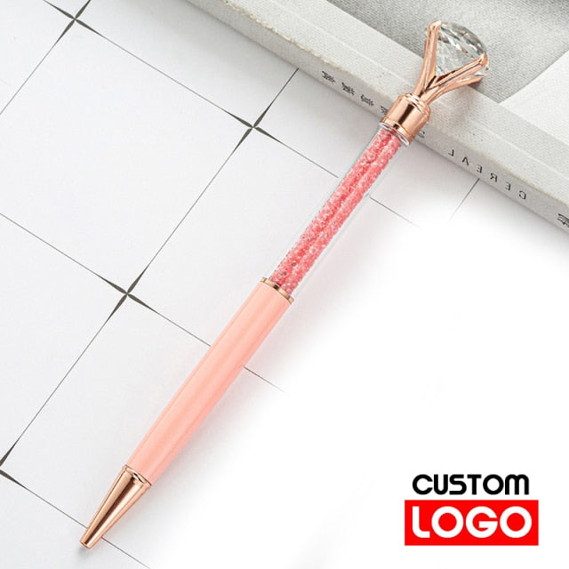 luxury diamond pen! - custom text/name - ballpoint/lettering/gift crystal pen-pink