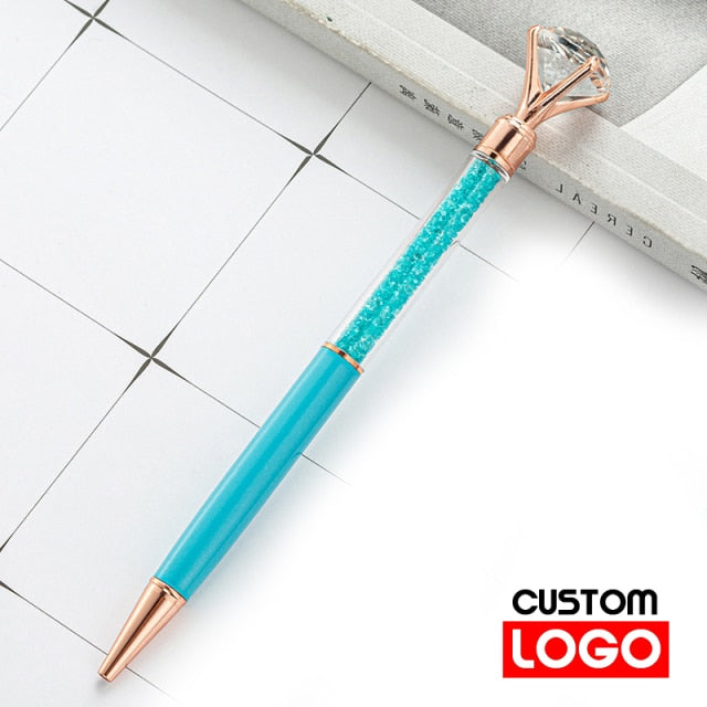 luxury diamond pen! - custom text/name - ballpoint/lettering/gift crystal -pale blue