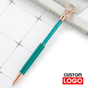 luxury diamond pen! - custom text/name - ballpoint/lettering/gift crystal-peacock blue