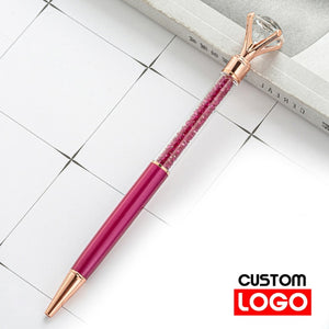 luxury diamond pen! - custom text/name - ballpoint/lettering/gift crystal pen-rose red