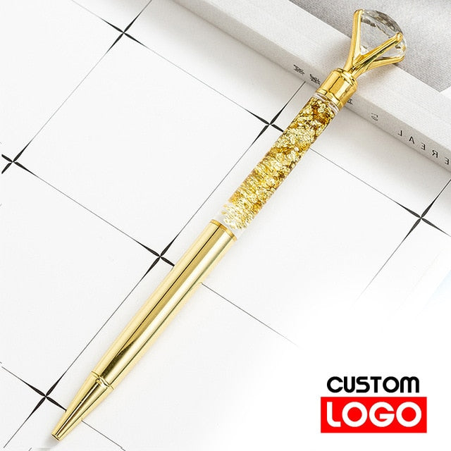 luxury diamond pen! - custom text/name - ballpoint/lettering/gift gold chalk-golden