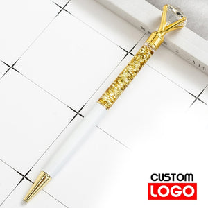 luxury diamond pen! - custom text/name - ballpoint/lettering/gift gold chalk-white