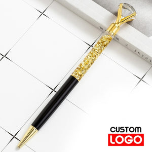 luxury diamond pen! - custom text/name - ballpoint/lettering/gift gold chalk-black