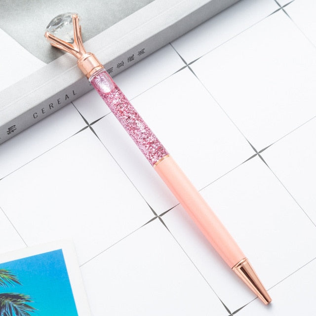 luxury diamond pen! - custom text/name - ballpoint/lettering/gift gold chalk-pink