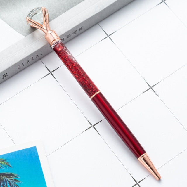 luxury diamond pen! - custom text/name - ballpoint/lettering/gift gold chalk-wine red