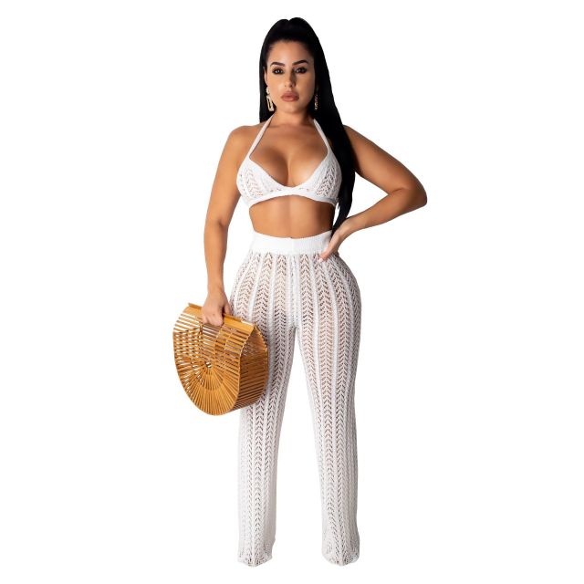 catchy - crochet/fishnet cover up - beach wear set