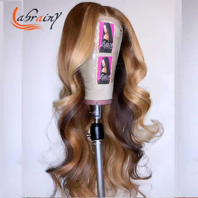 honey hi-litez - up to 26 inches!  human hair wig -body wave hd transparent lace frontal - pre plucked!