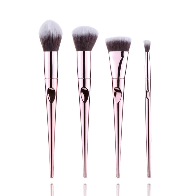 rose golden thumb makeup brushes set foundation powder blush eyeshadow concealer lip eye cosmetics brush for beauty woman gifts 4pcs 2