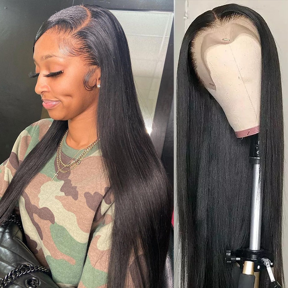 black repunzel - up to 40 inches! 4x4 5x5 lace closure human hair wig -  pre plucked straight - brazilian