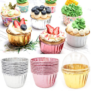 10/50pcs cupcake paper cup oilproof cupcake liner baking cup tray case kitchen wedding party caissettes golden muffin  wrapper paper