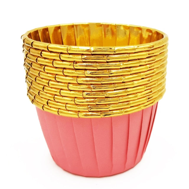 10/50pcs cupcake paper cup oilproof cupcake liner baking cup tray case kitchen wedding party caissettes golden muffin  wrapper paper