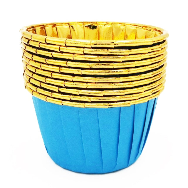 10/50pcs cupcake paper cup oilproof cupcake liner baking cup tray case kitchen wedding party caissettes golden muffin  wrapper paper