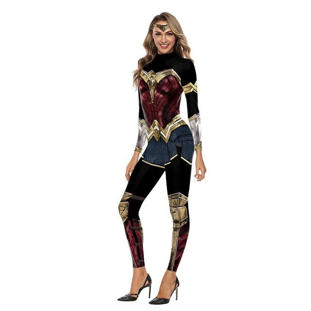 the wonder is magic woman - movie pattern 3d print sexy bodysuits women plus size long sleeve cosplay new jumpsuit