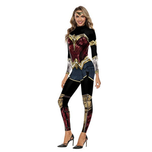 the wonder is magic woman - movie pattern 3d print sexy bodysuits women plus size long sleeve cosplay new jumpsuit