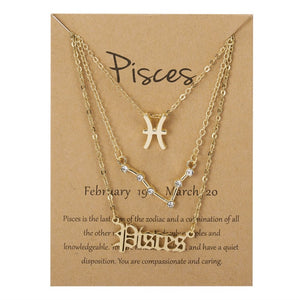 zodiac chain! 3pcs/set best friends necklaces fashion cardboard star zodiac sign pendant 12 constellation charm scorpio necklace jewelry gifts