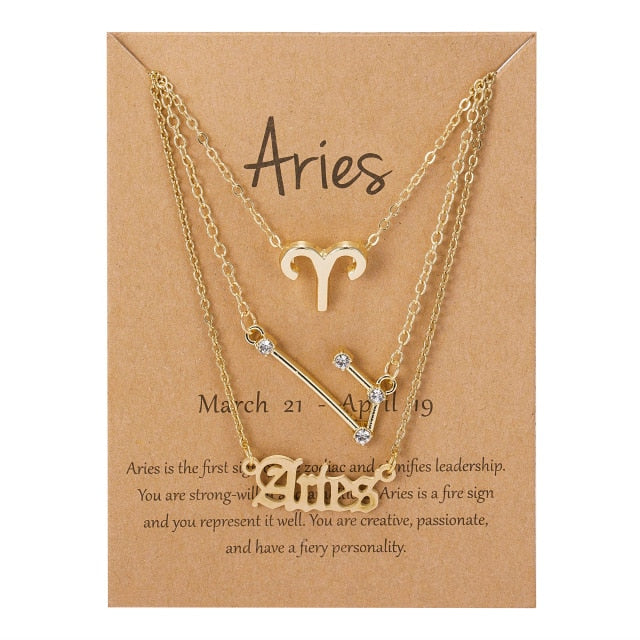 zodiac chain! 3pcs/set best friends necklaces fashion cardboard star zodiac sign pendant 12 constellation charm scorpio necklace jewelry gifts